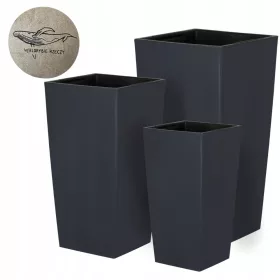    Prosperplast Blumentopf 24 cm x 24 x 45 cm, schwarzer Kunststoff