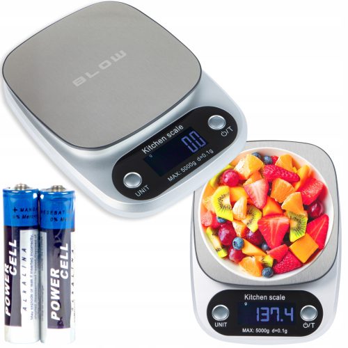  Blow KS203 Küchenwaage silber/grau 5 kg + Blow AAA Zink-Kohle-Batterie (R3) 2 Stk.