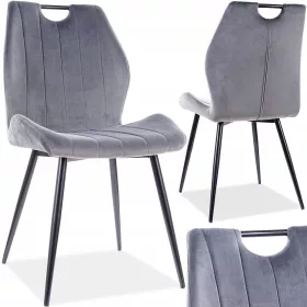 Arco VELVET CHAIR, schwarz, graues Gestell