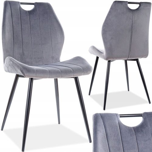  Arco VELVET CHAIR, schwarz, graues Gestell