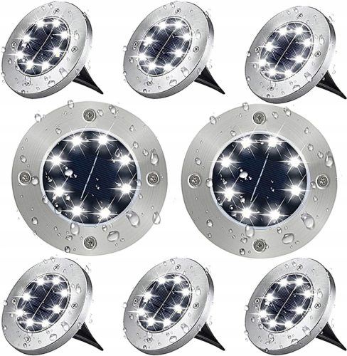 Gartenlampen stecken im Boden fest DDK Solarlampe, Silber, 13 cm, 8 Stk.