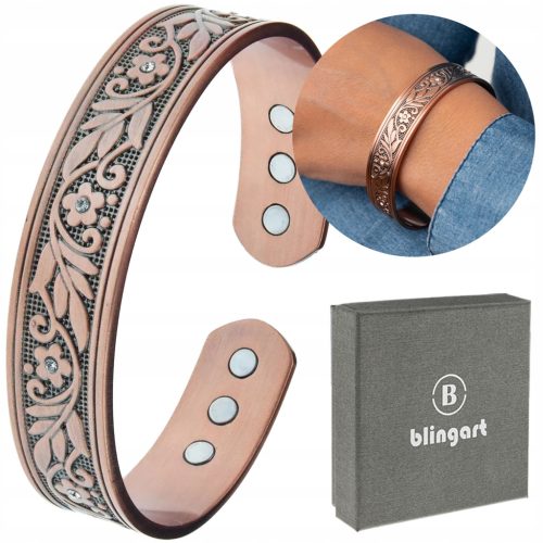  Magnetisches Damen-Kupferarmband BANGLA mit MAGNETS-Blumenornament
