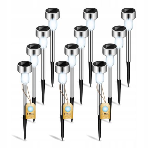  NNLED eingebettete Solarlampe, silber, 31 cm, 12 Stk.