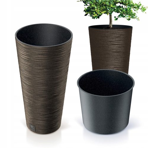  Prosperplast-Blumentopf, 25 cm x 25 x 48 cm, Durchmesser 25 cm, Kunststoff in Braun- und Beigetönen