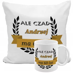    Ein Set aus Tasse, Kissen, 60. Geburtstag, Geburtstagskind, Geburtstagskind als Geschenk