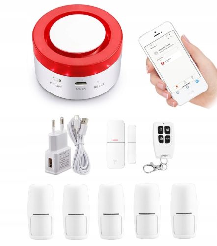DRAHTLOSE SIRENE WiFi ALARM TUYA POLNISCH +5 PIR