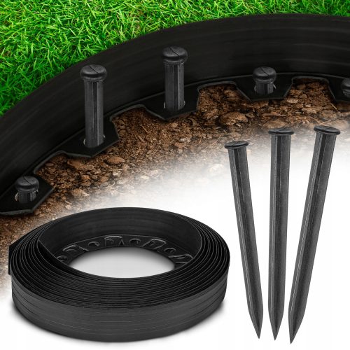 Einfassungen für den Garten - Kunststoff-Garteneinfassung Chrispol System 1000 cm x 6 cm schwarz