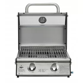    TISCH-GAS-TOURISTENGRILL EL FUEGO JESOLO MIT GLAS 6KW STAHL + REDUZIERGERÄT