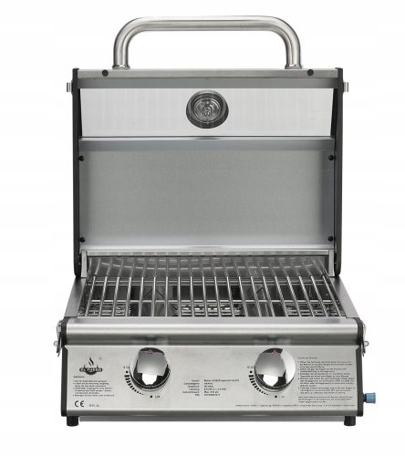  TISCH-GAS-TOURISTENGRILL EL FUEGO JESOLO MIT GLAS 6KW STAHL + REDUZIERGERÄT
