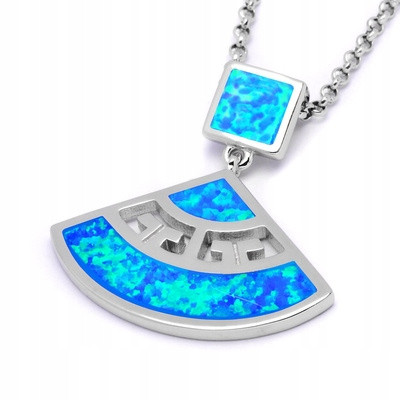  Silberner Fächeranhänger mit blauem Opal