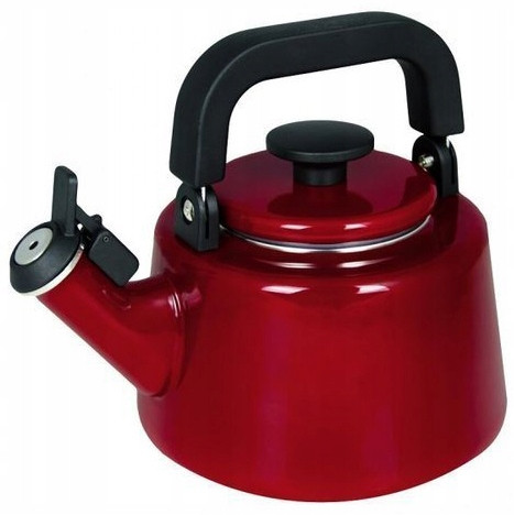 Wasserkocher und Teekannen Traditioneller emaillierter Stahlkessel Forchetto 2,1 l, Rottöne