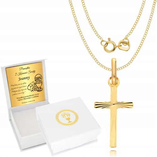  333er Goldkette, Kreuz, Taufe, Kommunion, Gravur