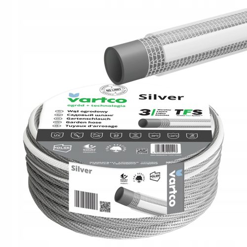  SILBER TFS Gartenschlauch 1/2" 30m VARTCO 25BAR
