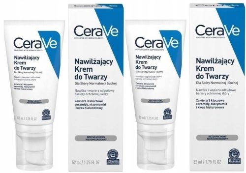 CeraVe Feuchtigkeitscreme für das Gesicht, 2x 52ml, für normale bis trockene Haut