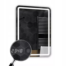  LED-Spiegel 70x90cm - LED-Touch-Uhr - Madrid