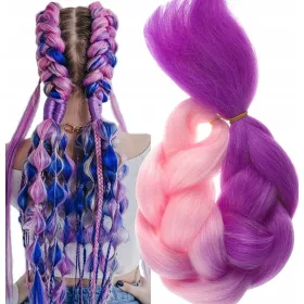    SYNTHETISCHES KÜNSTLICHES HAAR FÜR BRÜCKENZÖPFE OMBRE ROSA ZOPFVERLÄNGERUNGEN B42