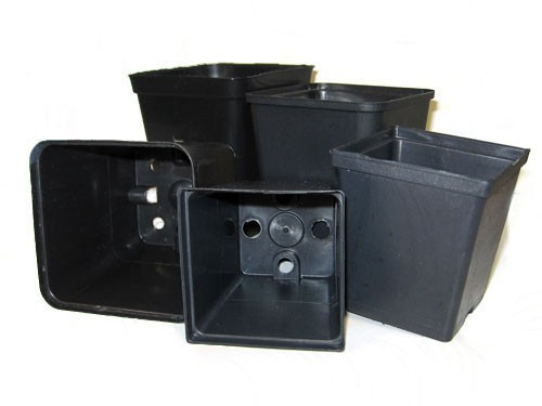  Europlastic-Blumentopf 7 cm x 7 x 8 cm, schwarzer Kunststoff