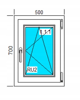 PVC-FENSTER 500x700 RU WEISS, RECHTS