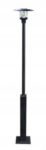  Runder Lichtmast aus Metall und Holz, E27, 225 cm, schwarz