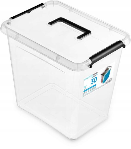 Boxen, Aufbewahrungsbehälter, Organizer Box mit Deckel, schwarz, transparent