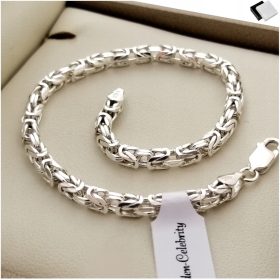    HERREN-ARMBAND MIT KÖNIGLICHEM GEWEBE AUS SILBER, 20 CM, BYZANTINISCH 925 + KOSTENLOSE GESCHENKE