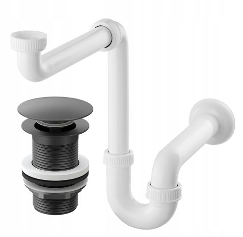 WASCHBECKEN-SIPHON, SCHWARZER KLICKSTECKER, OHNE ÜBERLAUF