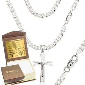    Herren-Rüstungskette aus Silber, 5,00 mm, mit einem Kreuz aus 925er Sterlingsilber. Kostenlose Gravur