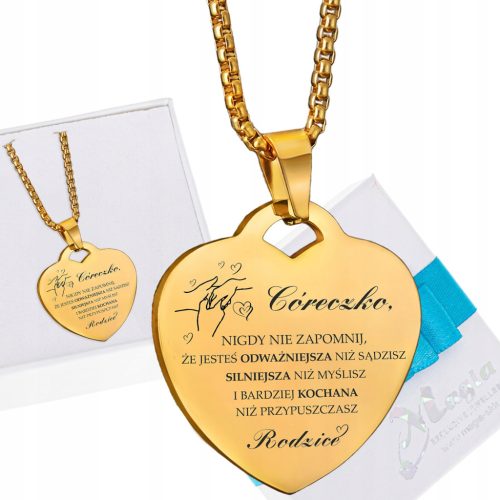  Gold Halskette Anhänger HERZ Kette für Tochter aus der Gravurbox der Eltern