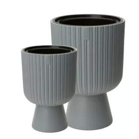    Form-Plastic-Blumentopf, 38,5 cm x 38,5 x 58 cm, Durchmesser 38,5 cm, Kunststofftöne in Grau und Silber