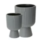 Form-Plastic-Blumentopf, 38,5 cm x 38,5 x 58 cm, Durchmesser 38,5 cm, Kunststofftöne in Grau und Silber