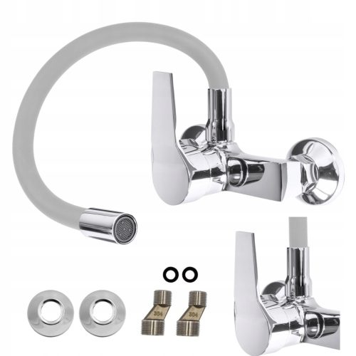 APKOMFORT FLEXI Wand-Küchenarmatur, Silber, Grau