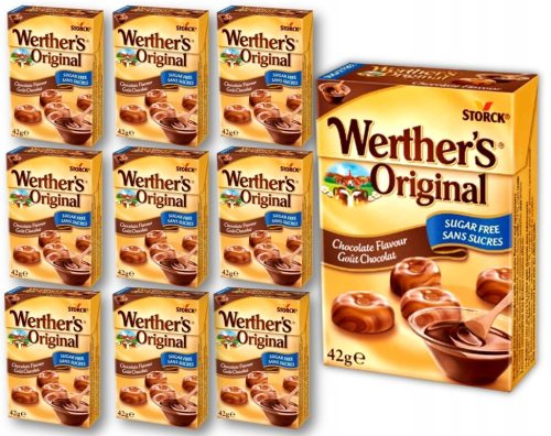 10 x WERTHER'S ORIGINAL Schokoladenbonbons ohne Zucker, 42g
