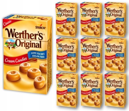 10 X WERTHER'S ORIGINAL Sahnebonbons ohne Zucker, 42g - Süßigkeiten im Großpack