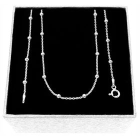    DAMEN-SILBERKETTE 40 cm KUGELN ZUM GESCHENK AUS 925er SILBER