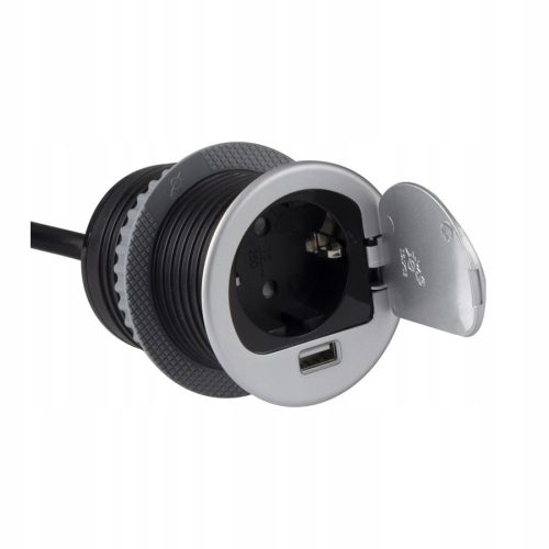 Design Light Tischsteckdose, silber