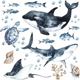  Wandtattoo für ein Kinderzimmer MEERESFISCH
