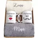  Set Handtücher und Tassen mit Aufdruck für eine Hochzeit und Hochzeitsmilcard 5-tlg.
