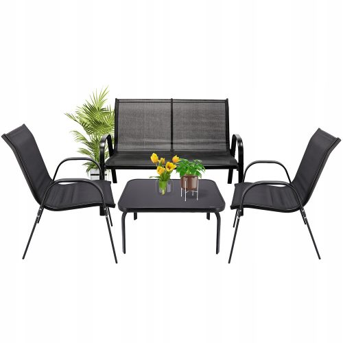 Ein Satz Garten- und Terrassenmöbel Jumi Metall FIESTA Gartenmöbel-Set, schwarz, 4-teilig.