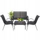 Ein Satz Garten- und Terrassenmöbel Jumi Metall FIESTA Gartenmöbel-Set, schwarz, 4-teilig.