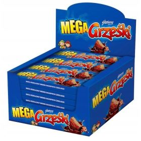   Grześki MEGA - Großpackung knusprige Kakaowaffeln mit Schokoladenüberzug, 32 Stück