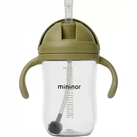    Flasche - auslaufsicher mit Strohhalm, Tritan, 330 ml Moosgrün / Mininor