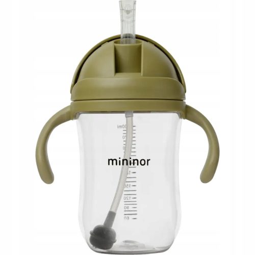 Flasche - auslaufsicher mit Strohhalm, Tritan, 330 ml Moosgrün / Mininor