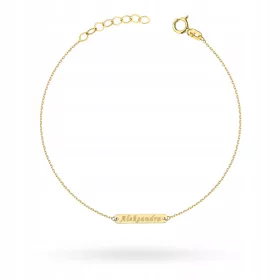  GOLDARMBAND 333 PLATTE und Zirkonia + GRAVUR