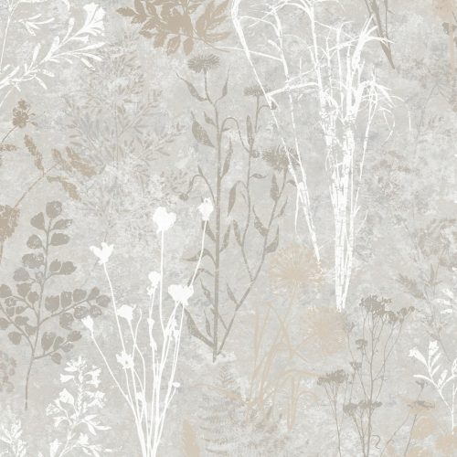 GRAUE TAPETE AUF NICHT-FELD-WILDBLUMEN-TAPETE