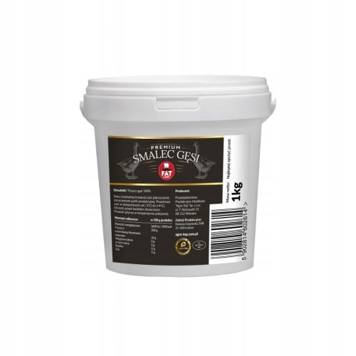  AGRO-TOP GÄNSESCHMALZ, EIMER 1 KG, FRISCH UND NATÜRLICH OHNE ZUSATZSTOFFE