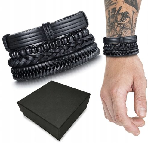  Lederarmband-Set 4in1 Herren-Set