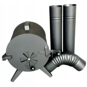  Runder Kamin für Räucherkammer, 2 Rohre, Winkelstück-Set