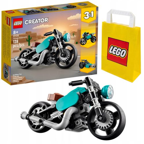  LEGO Creator 3 in 1 31135 Vintage Motorrad + LEGO Papiertüte 6315786 Gelb 24x8x18 cm