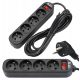 Smartled Strip-Verlängerungskabel 5 m, 4 Stk. Steckdosen, schwarz