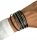  Damenarmband aus schwarzem Leder mit Streifen